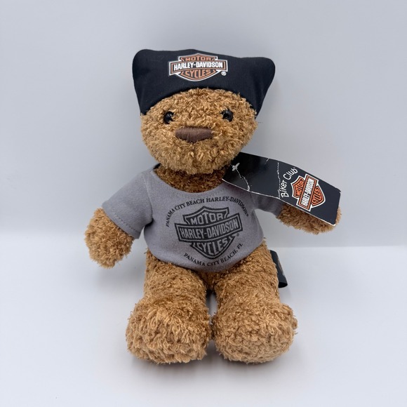 Harley-Davidson Other - Harley-Davidson Biker Teddy Bear Panama City Beach FL Plush Bandana NWT 10"